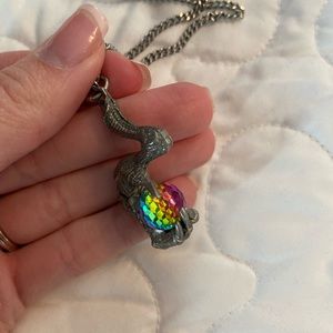 Vintage Dragon Claw Rainbow Pendant Necklace